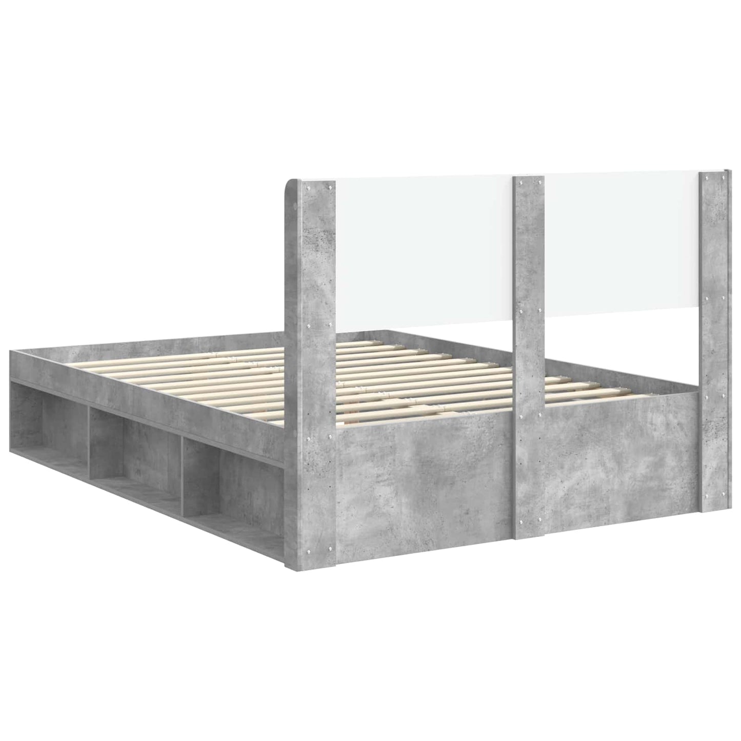Bed Frame with Storage and Headboard Concrete Grey 120 x 190 cm