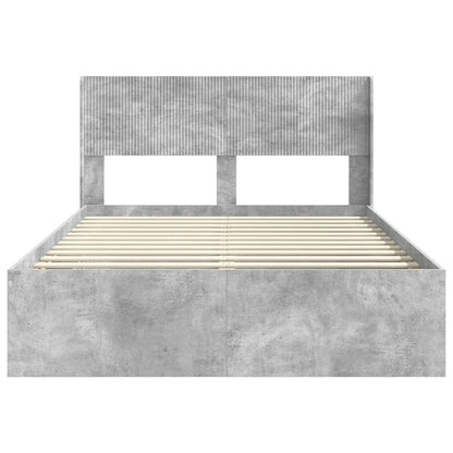 Bed Frame with Storage and Headboard Concrete Grey 120 x 190 cm