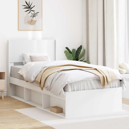 Bed Frame with Storage and Headboard White 100 x 200 cm