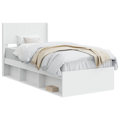 Bed Frame with Storage and Headboard White 100 x 200 cm