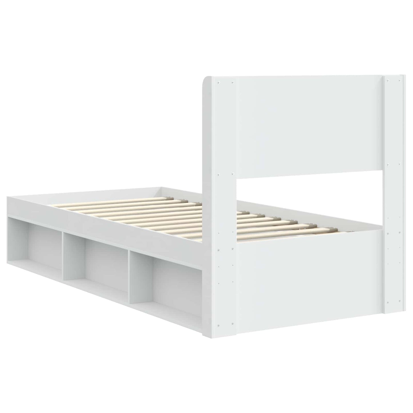 Bed Frame with Storage and Headboard White 100 x 200 cm