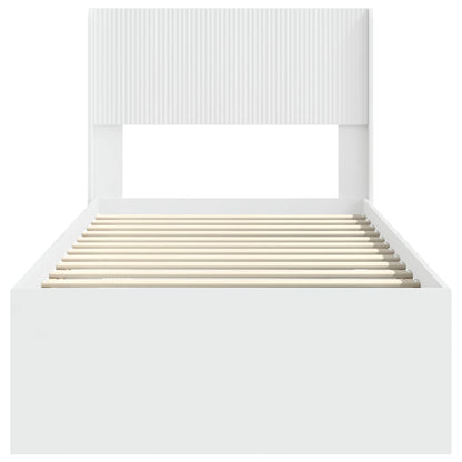 Bed Frame with Storage and Headboard White 100 x 200 cm