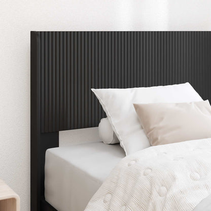 Bed Frame with Storage and Headboard Black 100 x 200 cm
