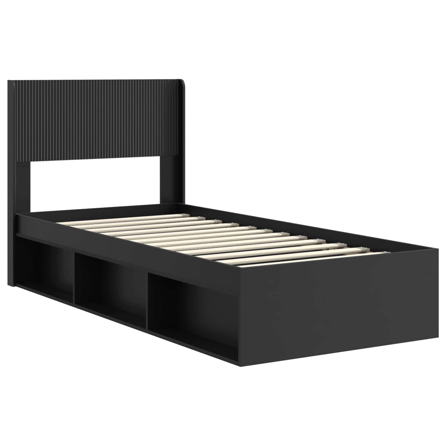 Bed Frame with Storage and Headboard Black 100 x 200 cm