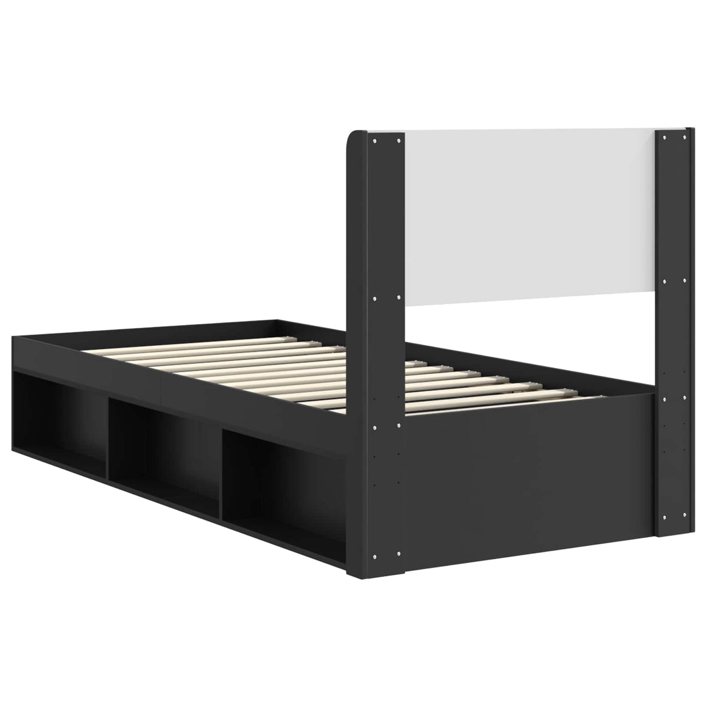 Bed Frame with Storage and Headboard Black 100 x 200 cm