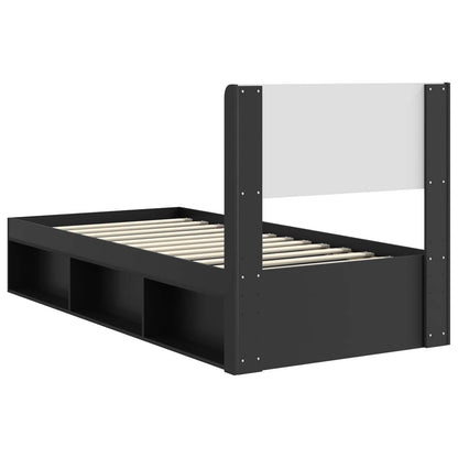 Bed Frame with Storage and Headboard Black 100 x 200 cm