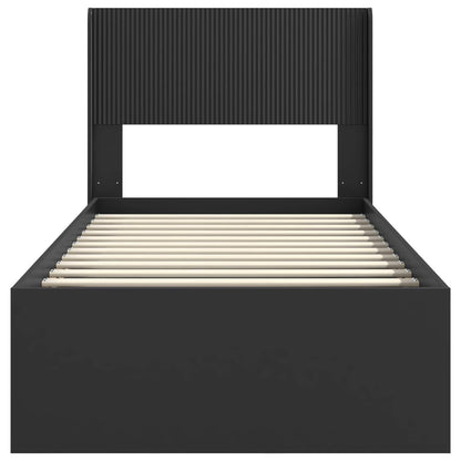 Bed Frame with Storage and Headboard Black 100 x 200 cm
