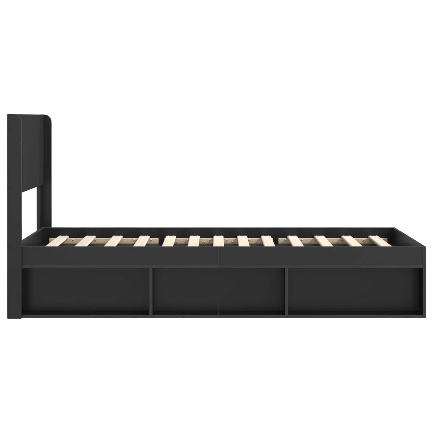 Bed Frame with Storage and Headboard Black 100 x 200 cm