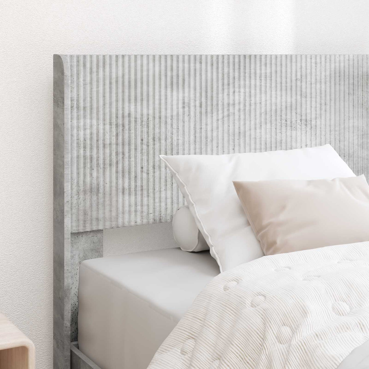 Bed Frame with Storage and Headboard Concrete Grey 90 x 200 cm