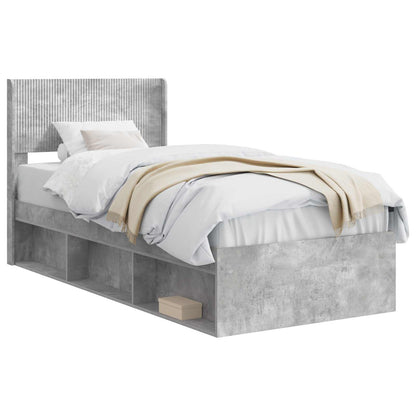 Bed Frame with Storage and Headboard Concrete Grey 90 x 200 cm