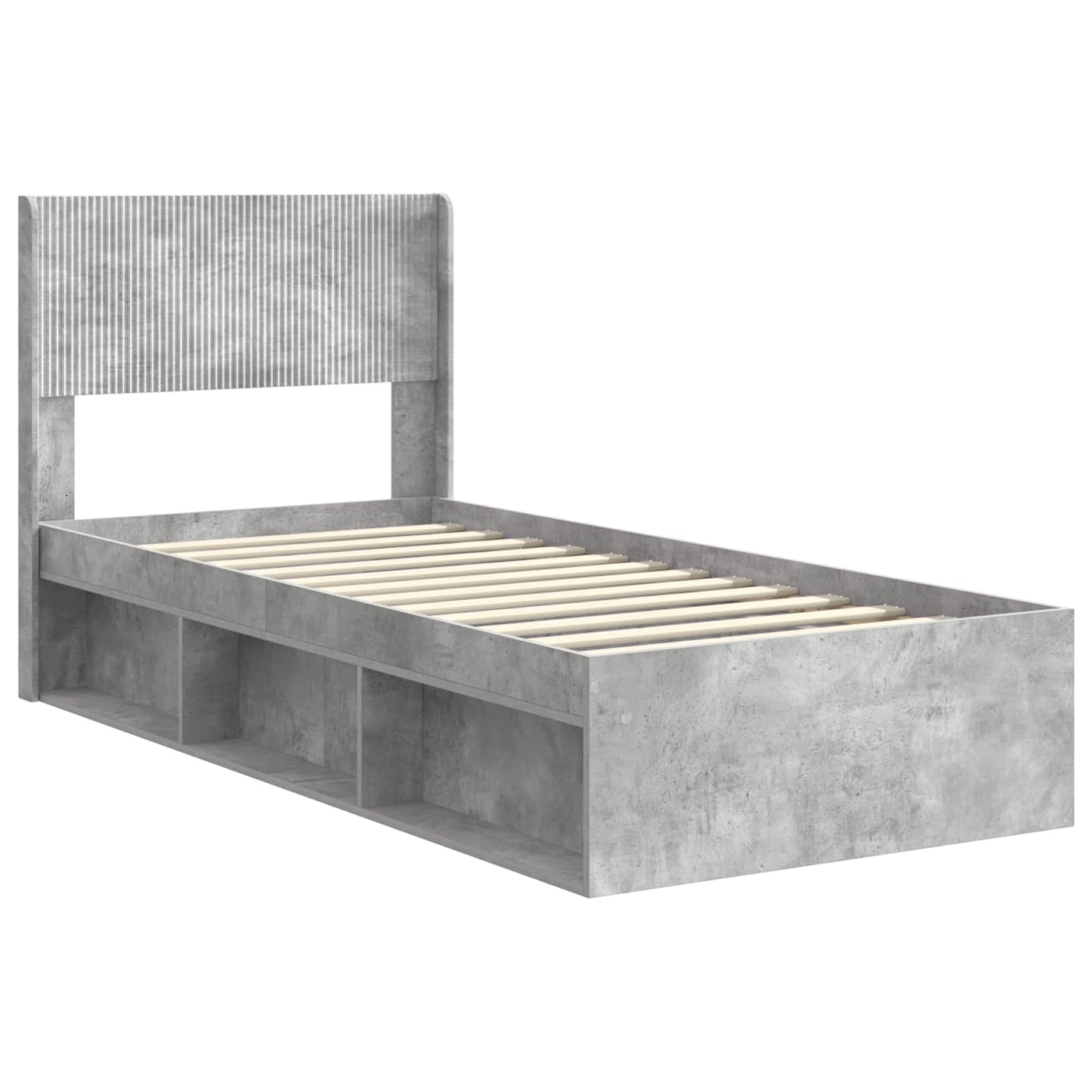 Bed Frame with Storage and Headboard Concrete Grey 90 x 200 cm