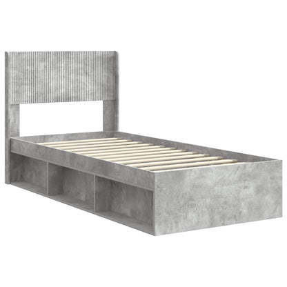 Bed Frame with Storage and Headboard Concrete Grey 90 x 200 cm
