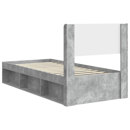 Bed Frame with Storage and Headboard Concrete Grey 90 x 200 cm