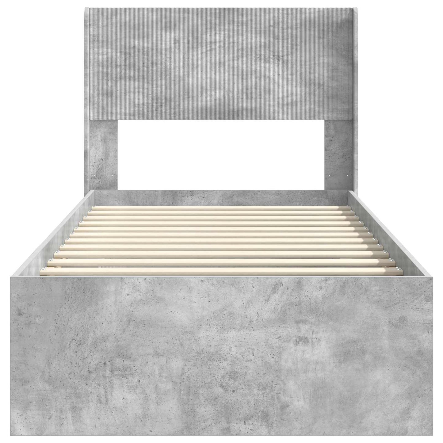 Bed Frame with Storage and Headboard Concrete Grey 90 x 200 cm