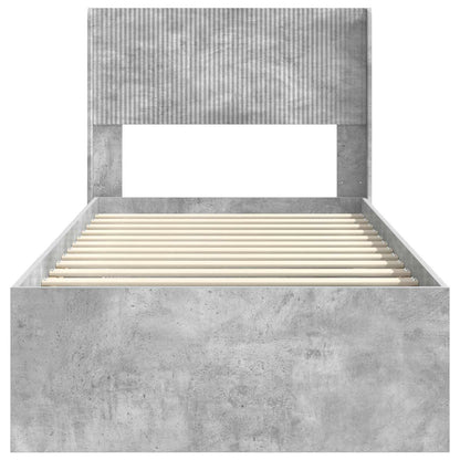 Bed Frame with Storage and Headboard Concrete Grey 90 x 200 cm