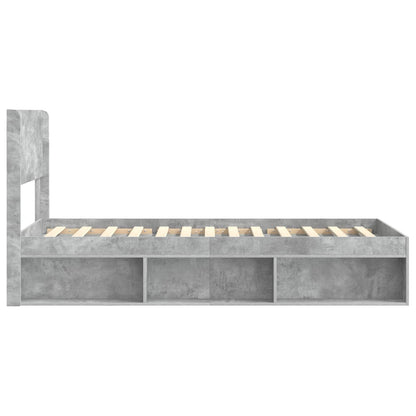 Bed Frame with Storage and Headboard Concrete Grey 90 x 200 cm
