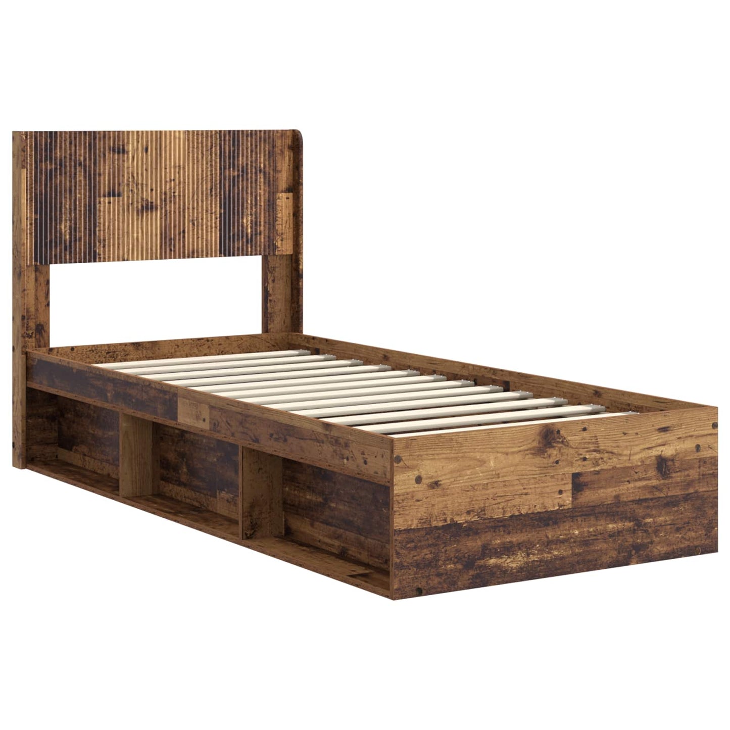 Bed Frame with Storage and Headboard Old Wood 90 x 200 cm