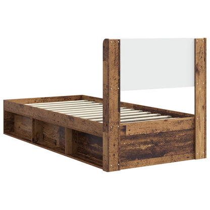 Bed Frame with Storage and Headboard Old Wood 90 x 200 cm