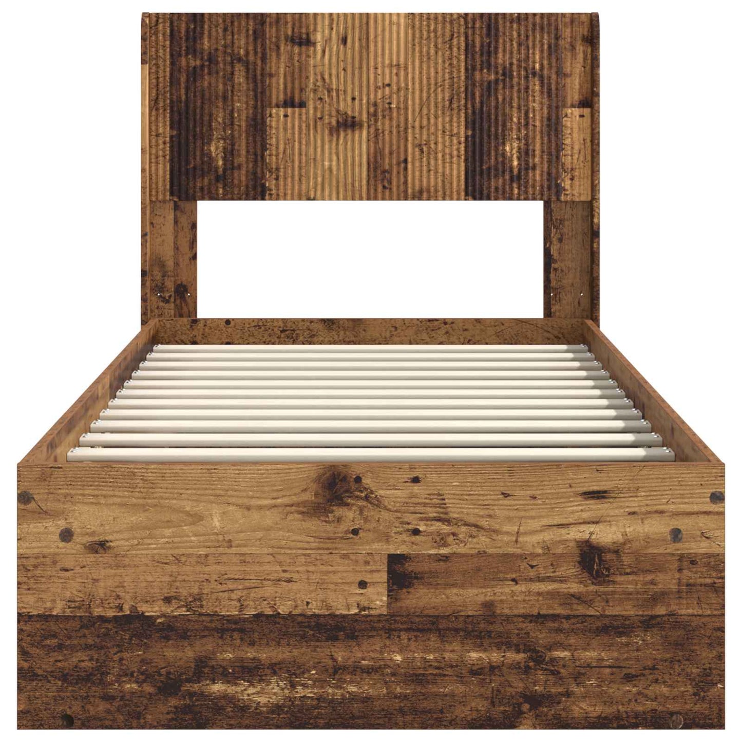 Bed Frame with Storage and Headboard Old Wood 90 x 200 cm