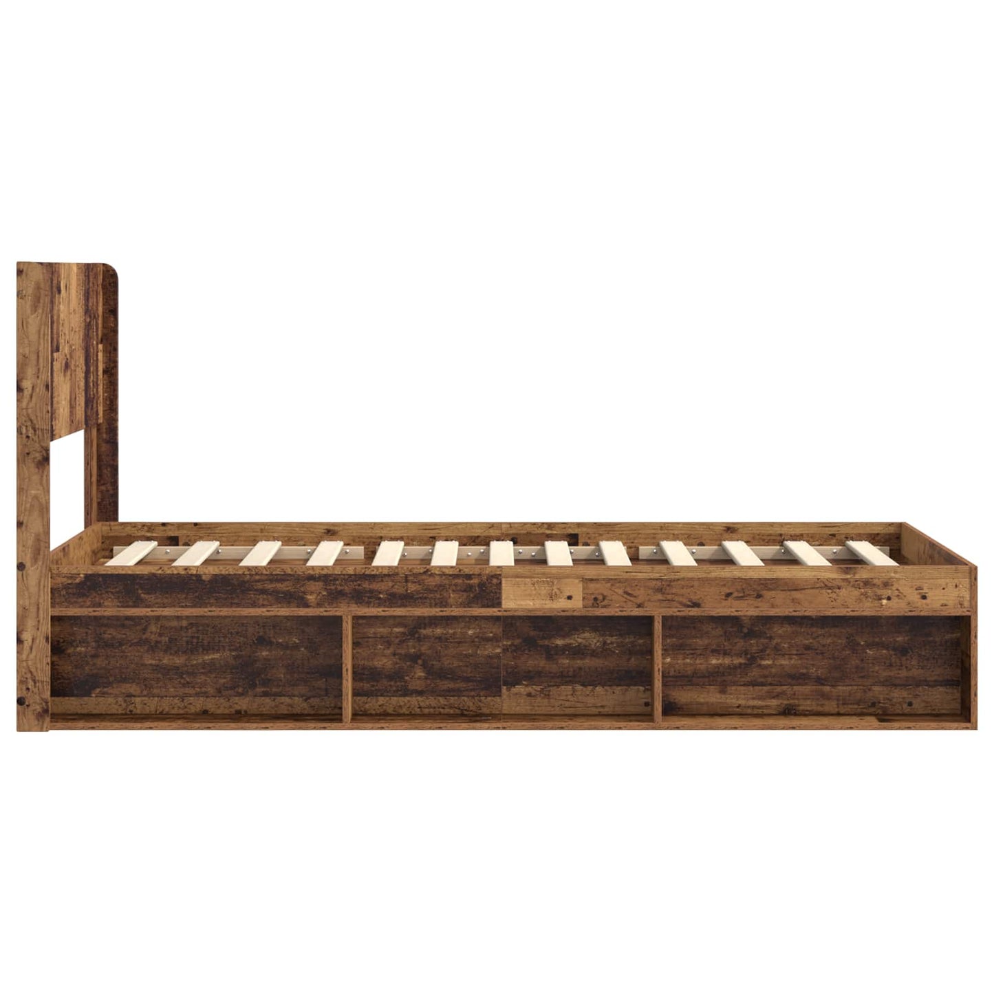 Bed Frame with Storage and Headboard Old Wood 90 x 200 cm
