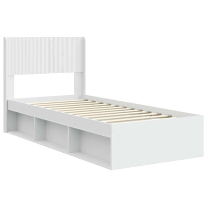 Bed Frame with Storage and Headboard White 90 x 200 cm