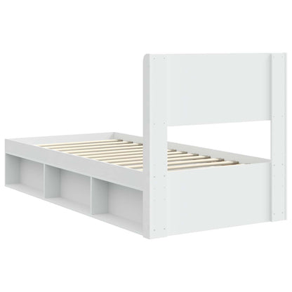 Bed Frame with Storage and Headboard White 90 x 200 cm