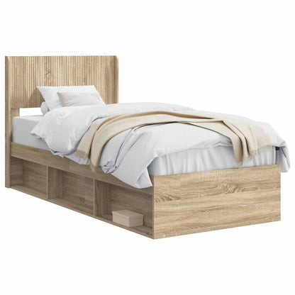 Bed Frame with Storage and Headboard Sonoma Oak 90 x 190 cm