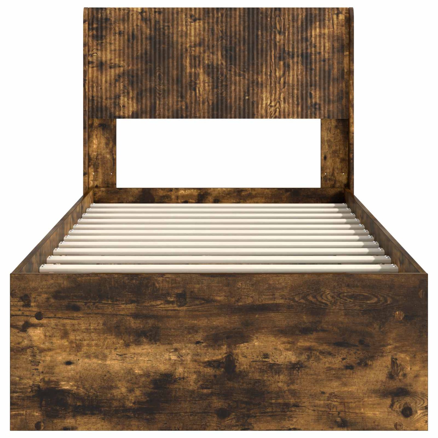 Bed Frame with Storage and Headboard Smoked Oak 90 x 190 cm