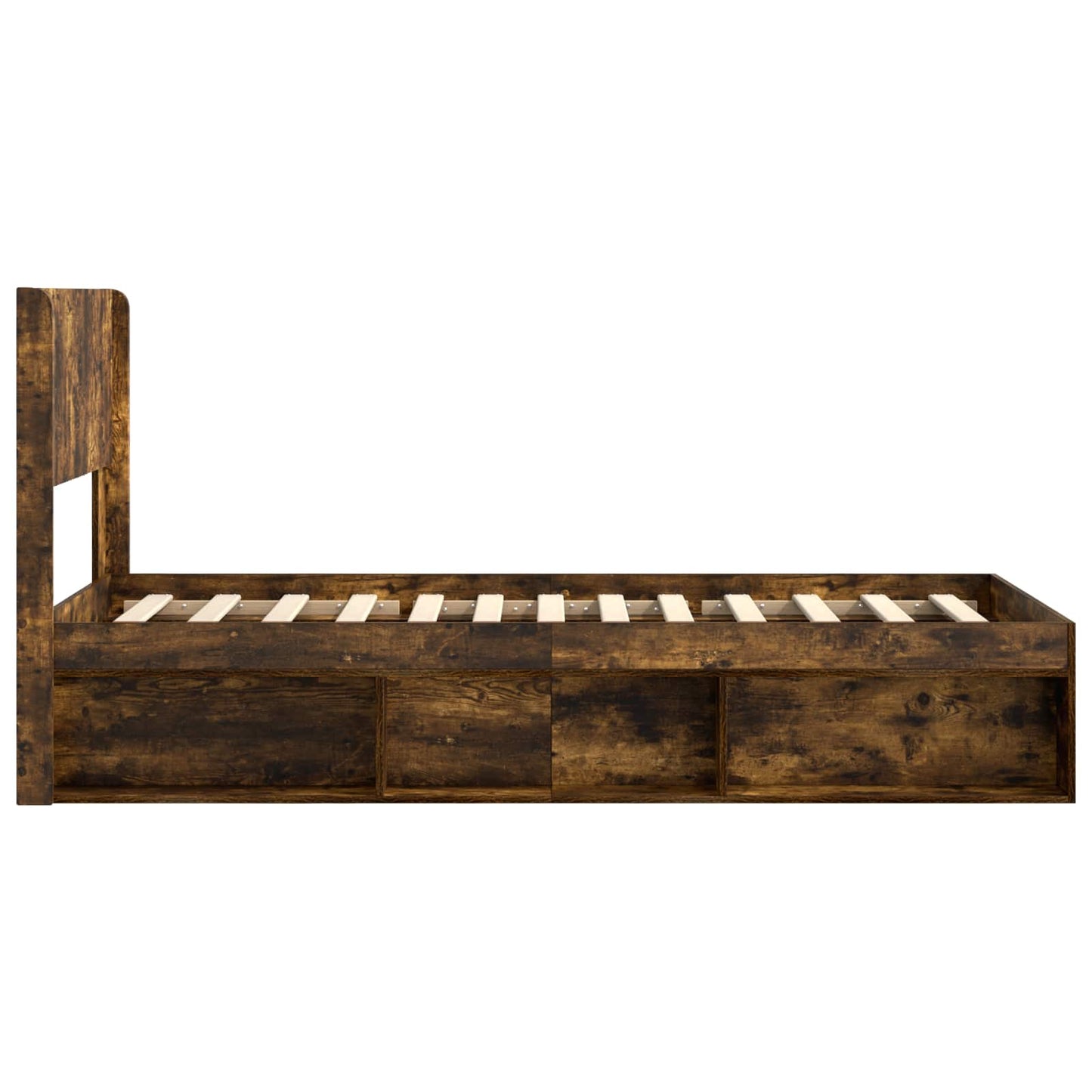 Bed Frame with Storage and Headboard Smoked Oak 90 x 190 cm