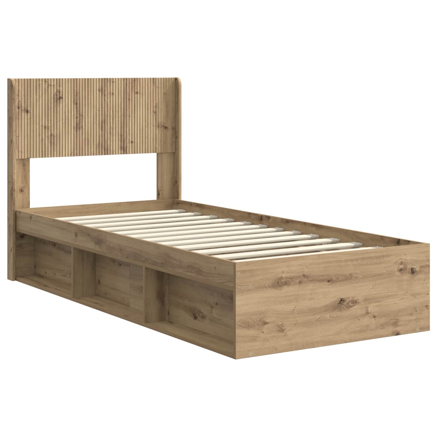 Bed Frame with Storage and Headboard Artisan Oak 90 x 190 cm