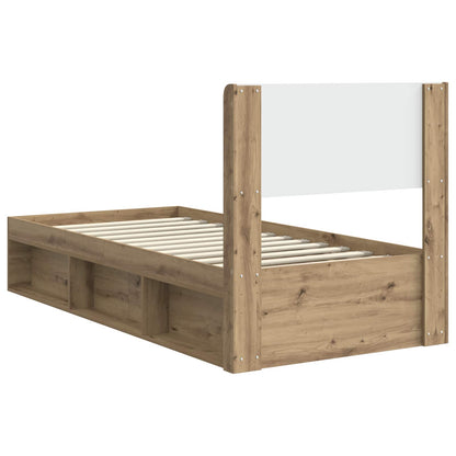 Bed Frame with Storage and Headboard Artisan Oak 90 x 190 cm