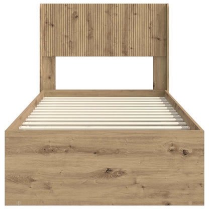 Bed Frame with Storage and Headboard Artisan Oak 90 x 190 cm