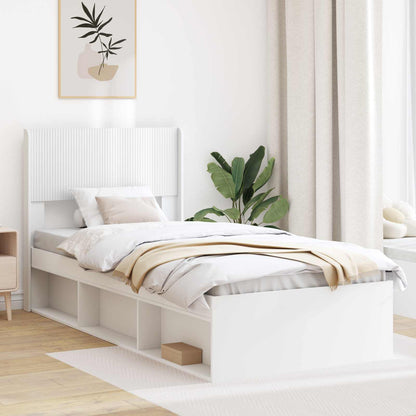 Bed Frame with Storage and Headboard White 75 x 190 cm
