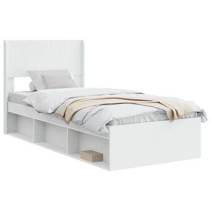 Bed Frame with Storage and Headboard White 75 x 190 cm
