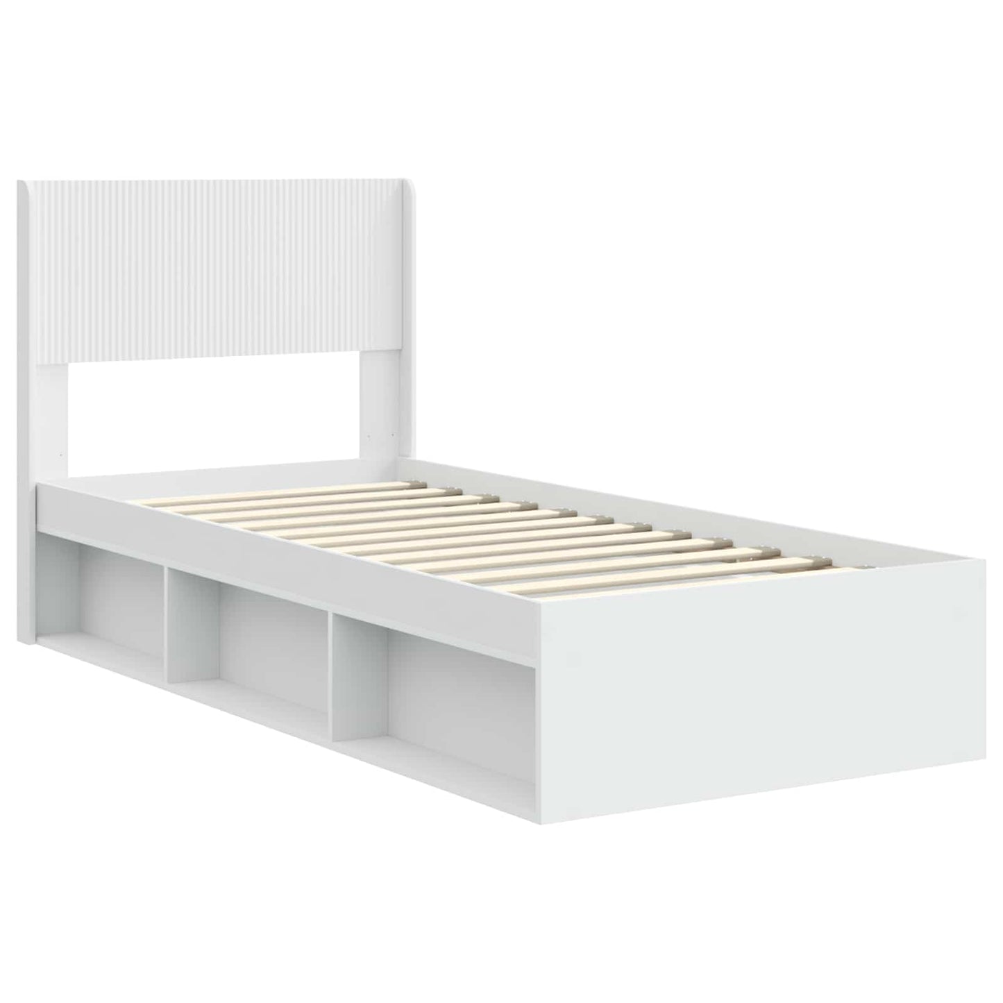 Bed Frame with Storage and Headboard White 75 x 190 cm