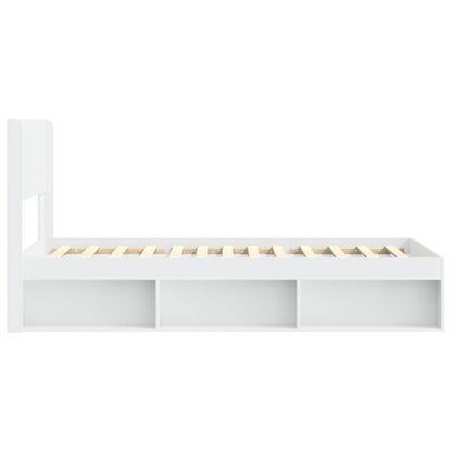 Bed Frame with Storage and Headboard White 75 x 190 cm