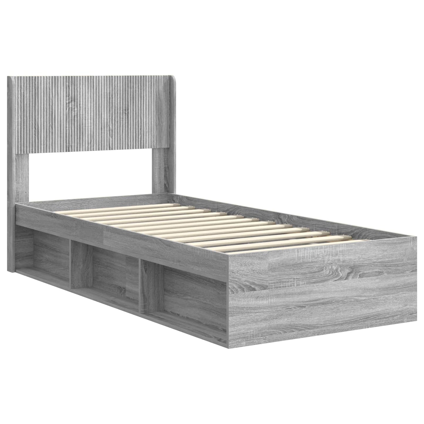 Bed Frame with Storage and Headboard Grey Sonoma 75 x 190 cm