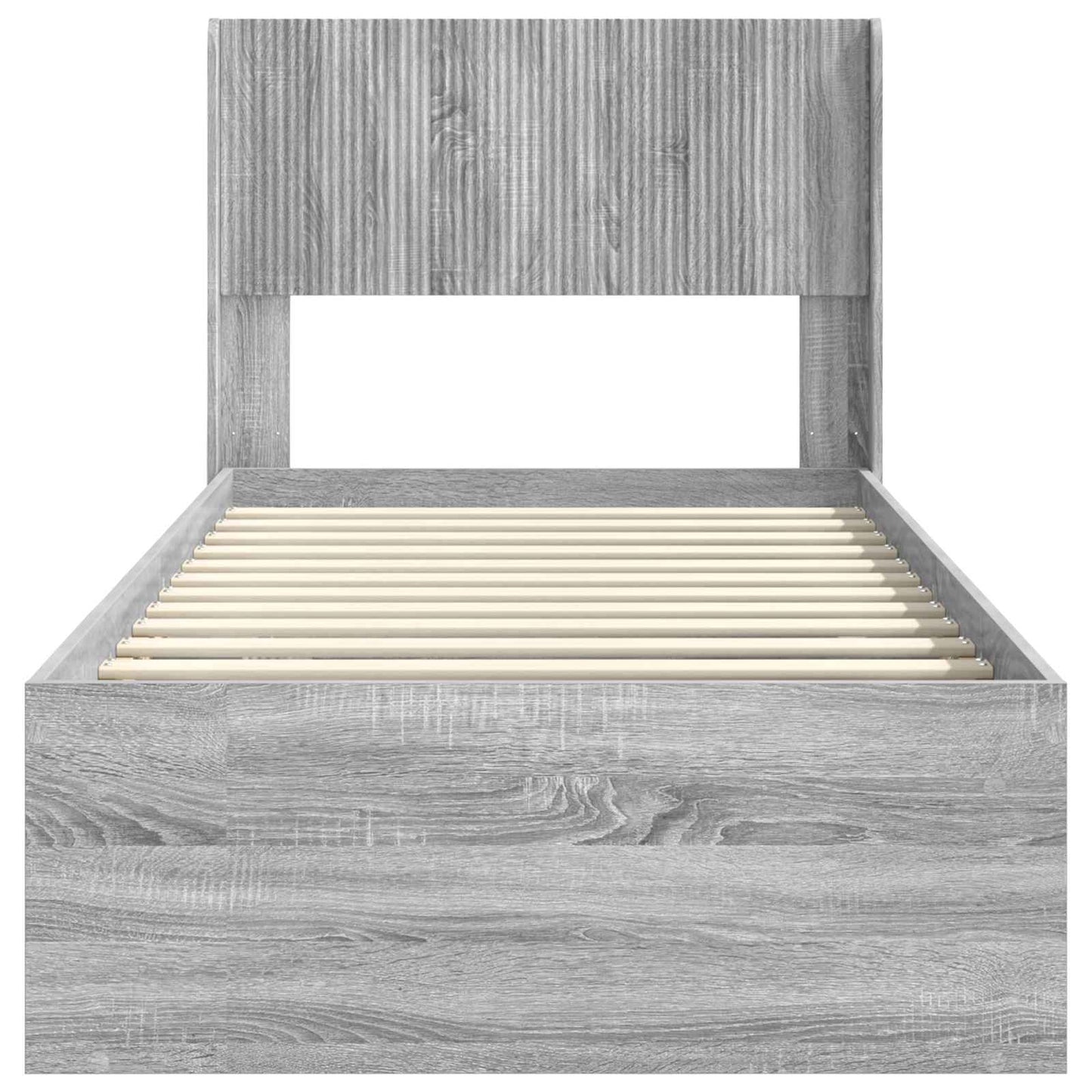 Bed Frame with Storage and Headboard Grey Sonoma 75 x 190 cm