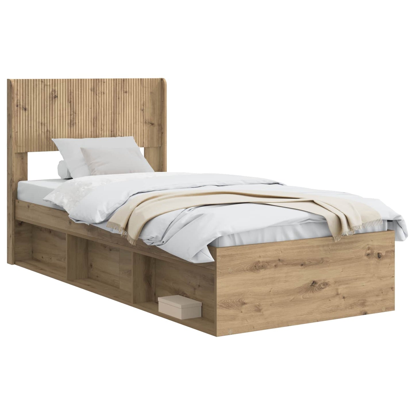 Bed Frame with Storage and Headboard Artisan Oak 75 x 190 cm