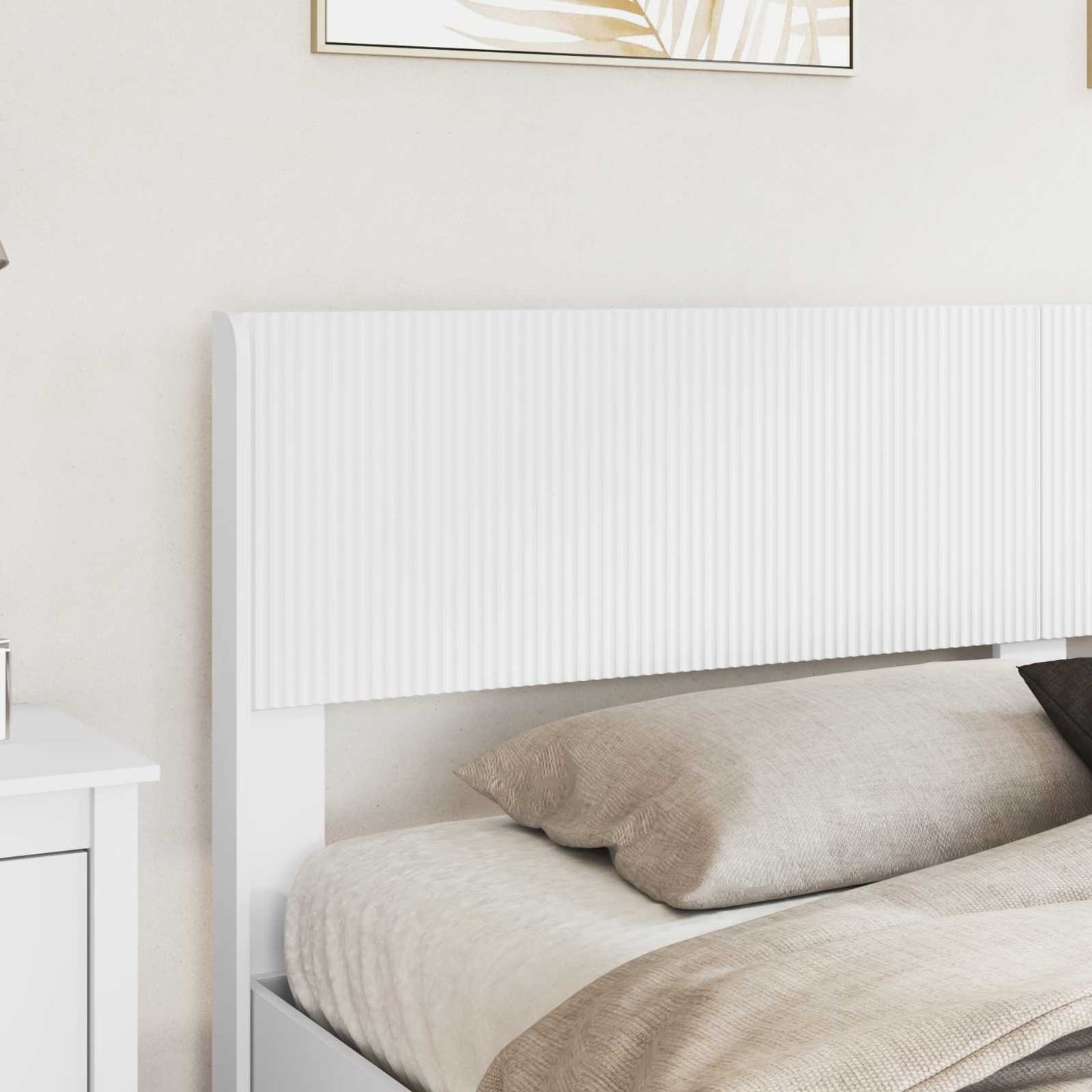 Bed Frame with Storage and Headboard White 200 x 200 cm