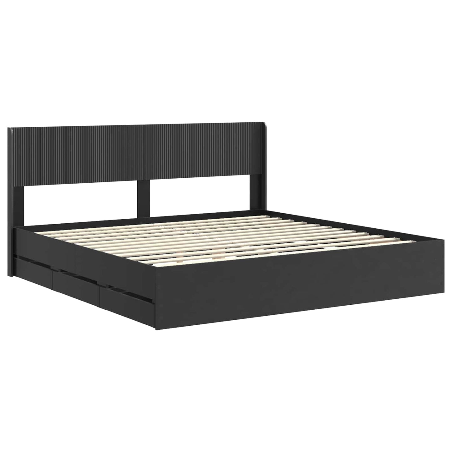 Bed Frame with Storage and Headboard Black 200 x 200 cm