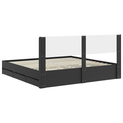 Bed Frame with Storage and Headboard Black 200 x 200 cm