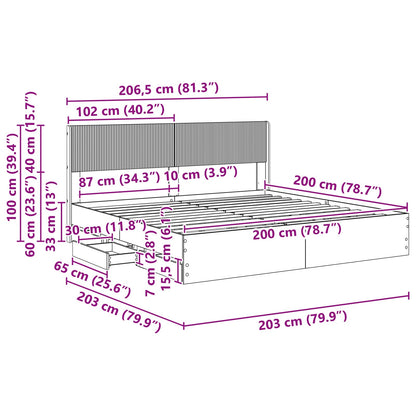 Bed Frame with Storage and Headboard Black 200 x 200 cm