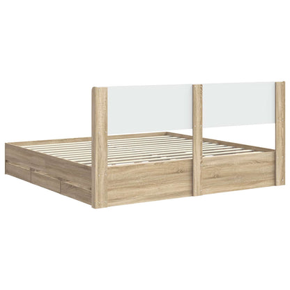 Bed Frame with Storage and Headboard Sonoma Oak 200 x 200 cm