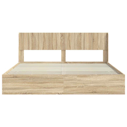 Bed Frame with Storage and Headboard Sonoma Oak 200 x 200 cm