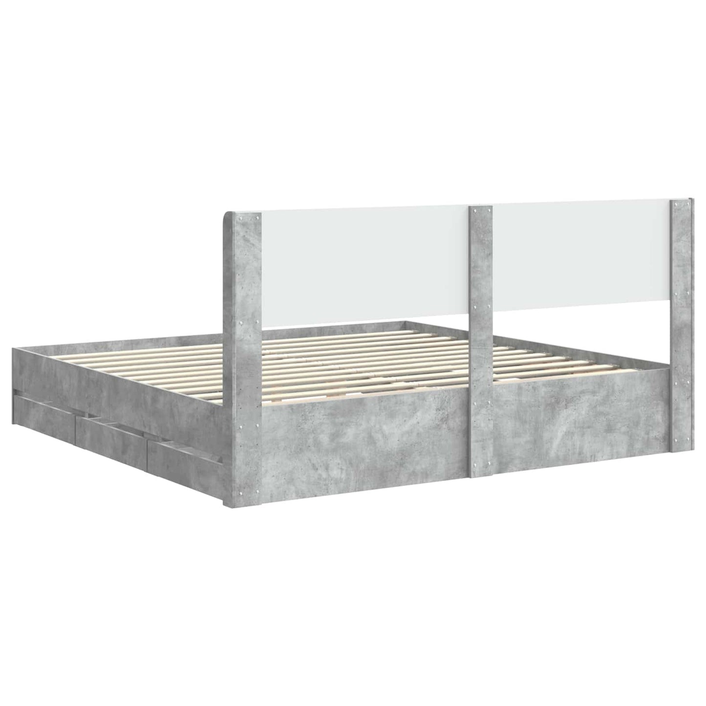 Bed Frame with Storage and Headboard Concrete Grey 200 x 200 cm