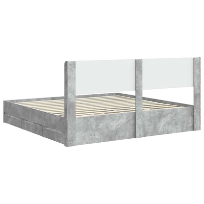 Bed Frame with Storage and Headboard Concrete Grey 200 x 200 cm