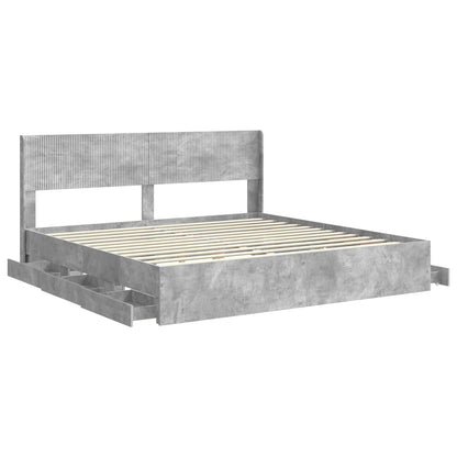 Bed Frame with Storage and Headboard Grey Sonoma 200 x 200 cm