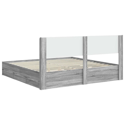 Bed Frame with Storage and Headboard Grey Sonoma 200 x 200 cm