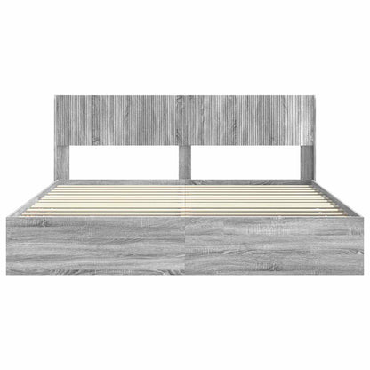 Bed Frame with Storage and Headboard Grey Sonoma 200 x 200 cm